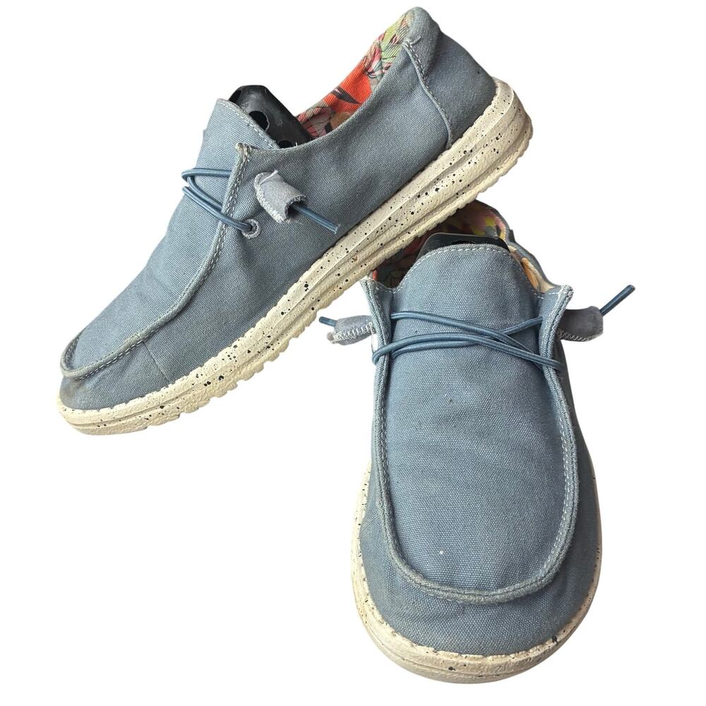 Hey Dudes Wendy Sky Blue Slip On Comfort Loafer Shoes Womens Size 6 Lightweight